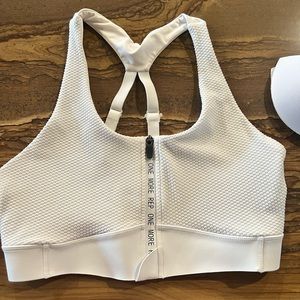 Zyia White polka front zip sports bra